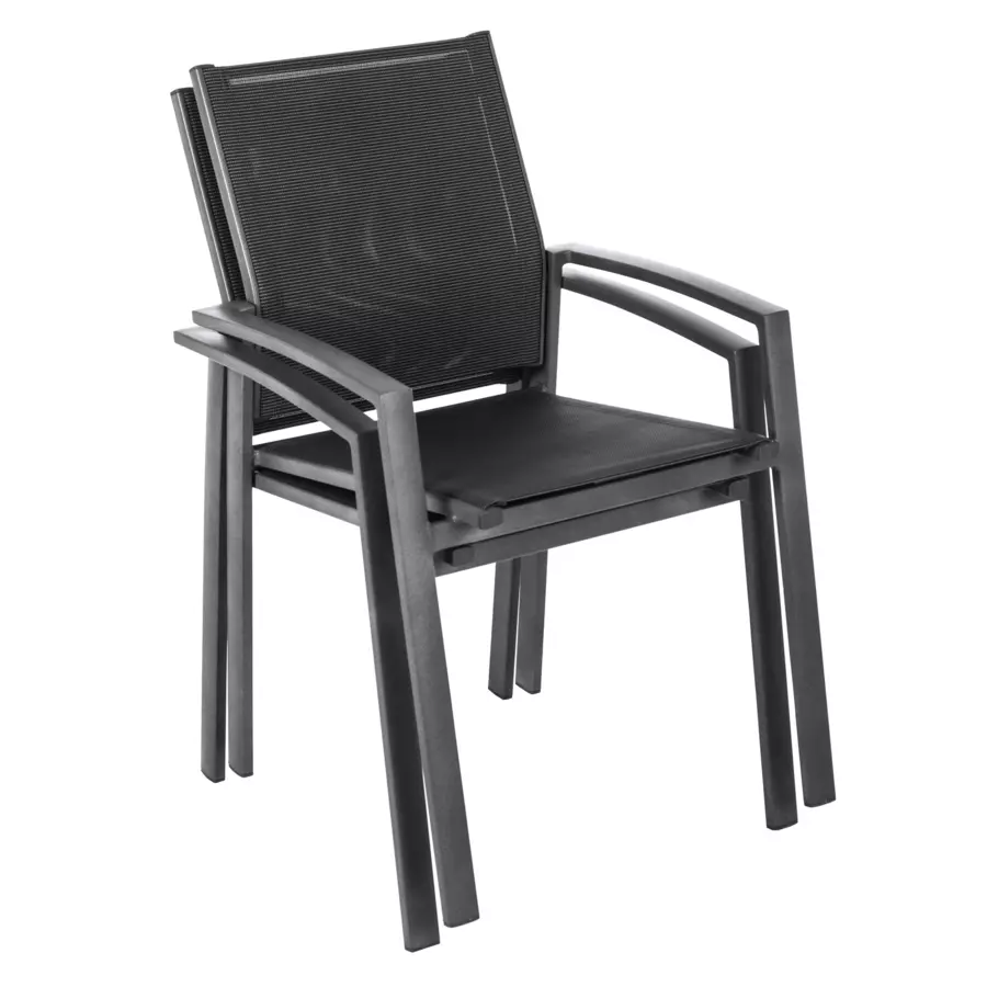 Silla de jardín aluminio apilable con reposabrazos Axiome - Gris grafito 5