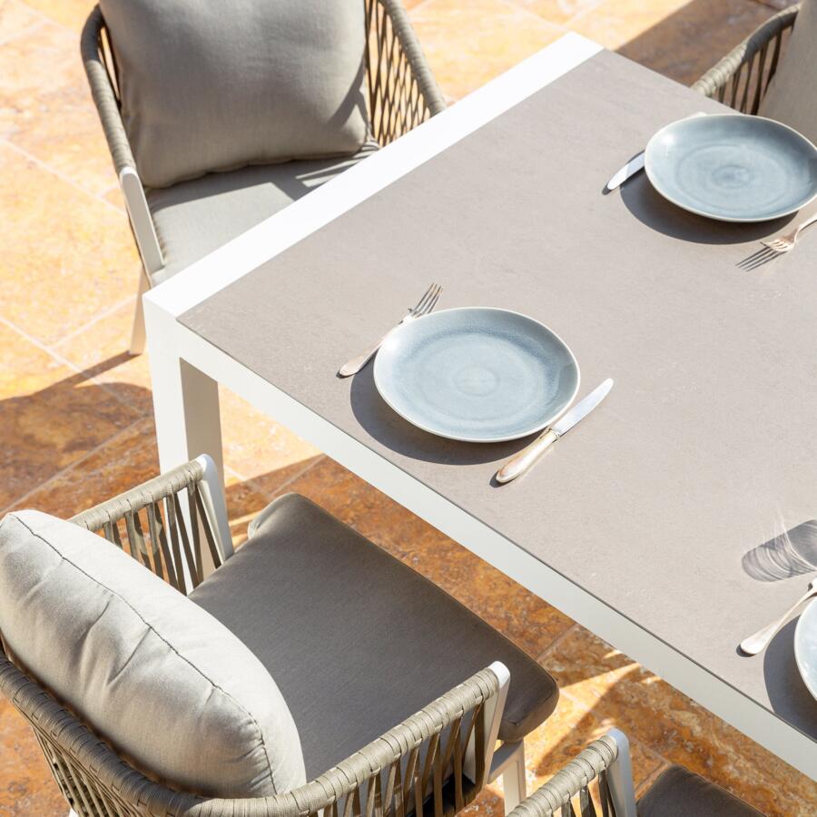 Mesa de jardín extensible Amalfi de aluminio para 12 personas (300 x 96 cm) - Blanca 5