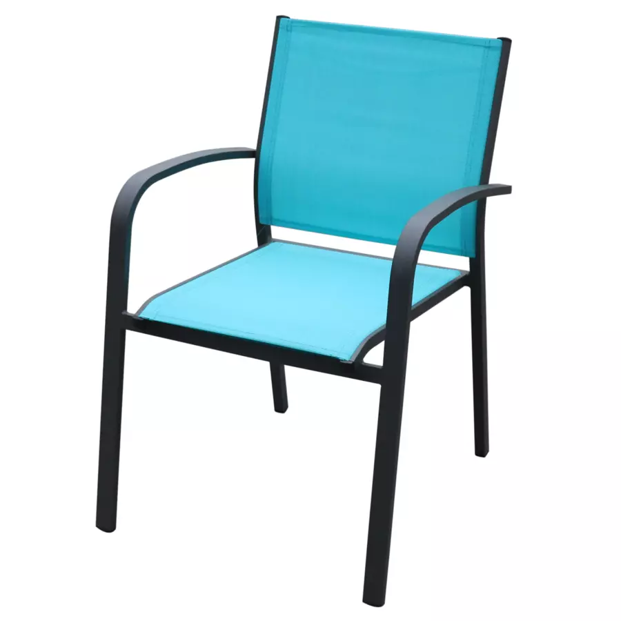 Fauteuil de jardin alu empilable Murano - Gris anthracite/Bleu 4