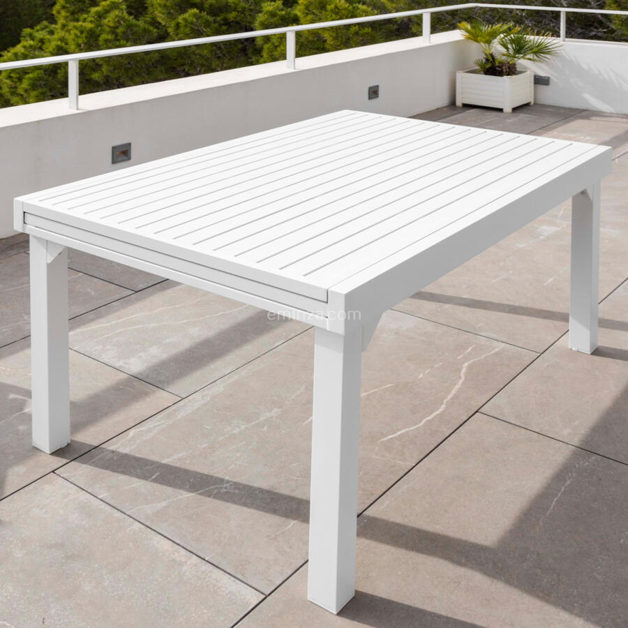 Mesa de jardín rectangular extensible Aluminio Murano (Hasta 10 pers.) - Blanco 4