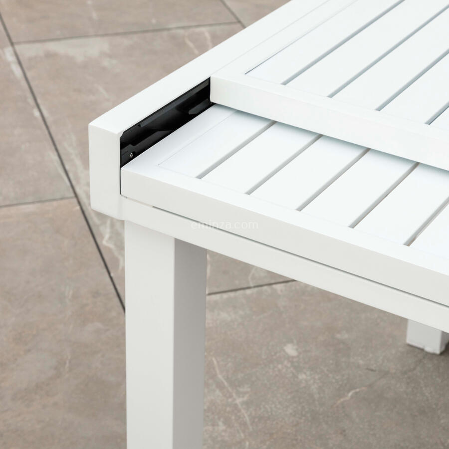 Mesa de jardín rectangular extensible Aluminio Murano (Hasta 10 pers.) - Blanco 5
