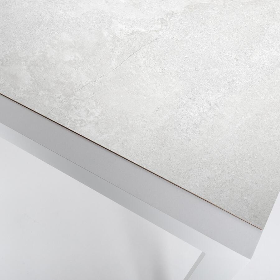 Tavolo da giardino 6 posti Alluminio/Ceramica Modena (150 x 75 cm) - Bianco/Grigio 5