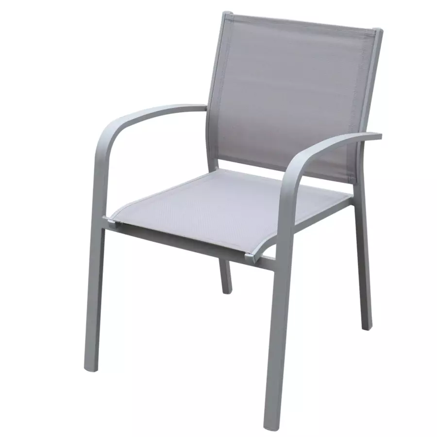 Silla de jardín con reposabrazos alu apilable Murano - Plata 4