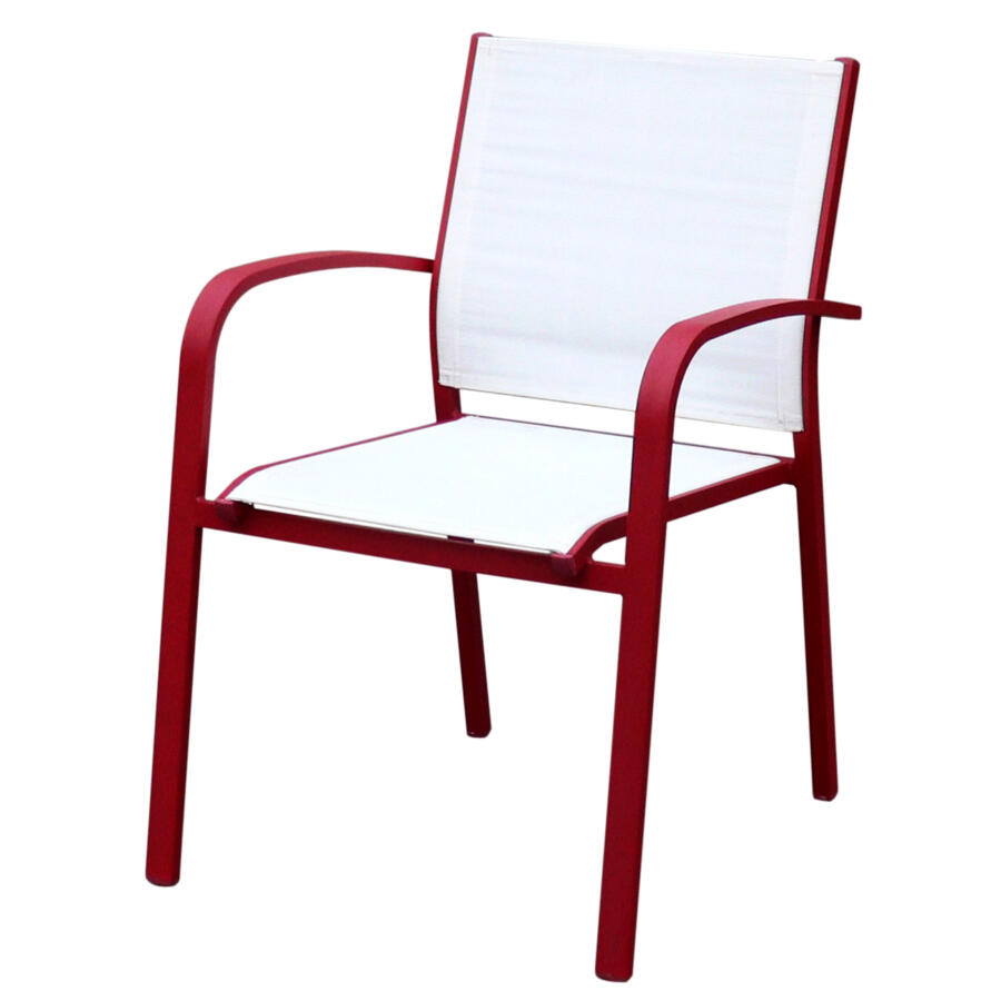 Sedia con braccioli da giardino impilabili Murano - Rosso/Bianco 4