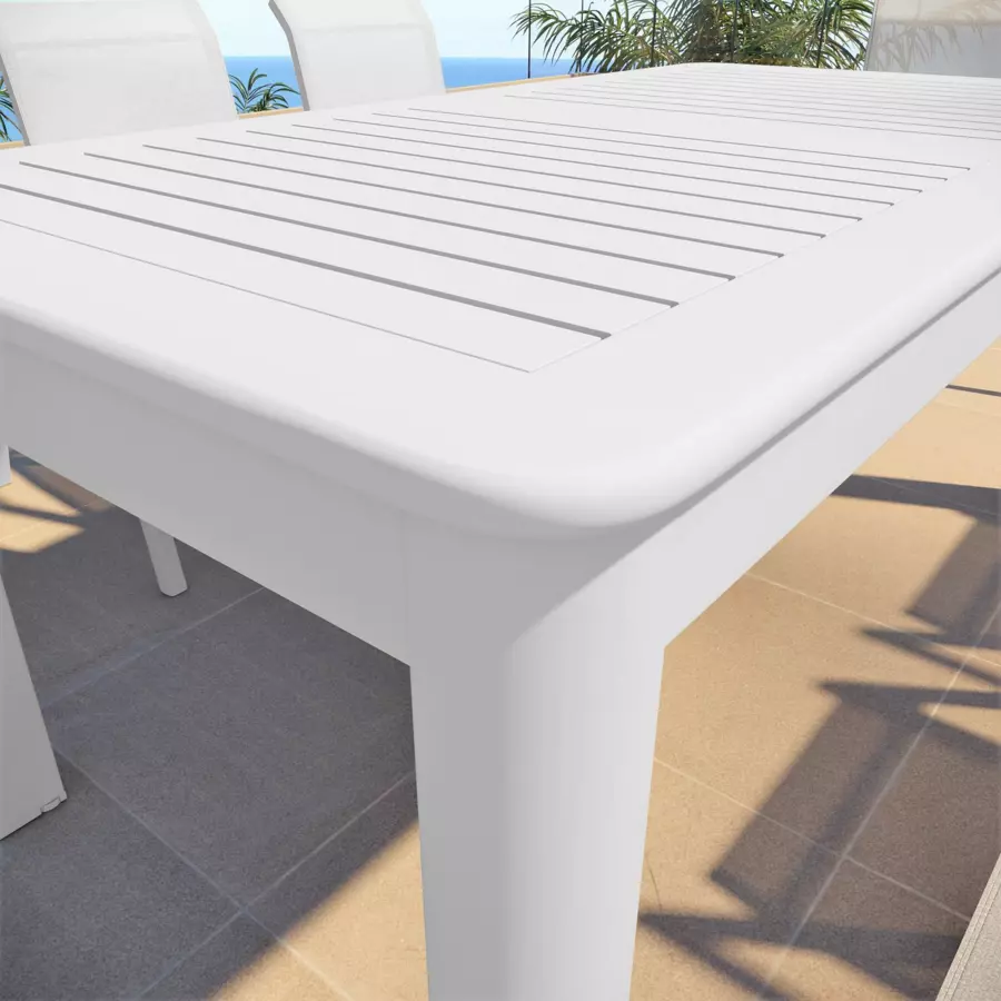 Mesa de jardín extensible 10 plazas Verona (280 x 95 cm) - Blanca 4