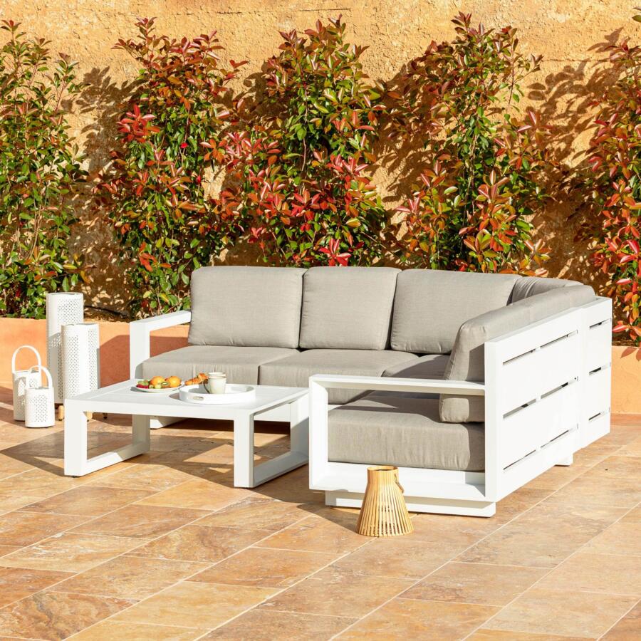 Conjunto de muebles de jardín esquinero blanco Elba - 5 plazas 4