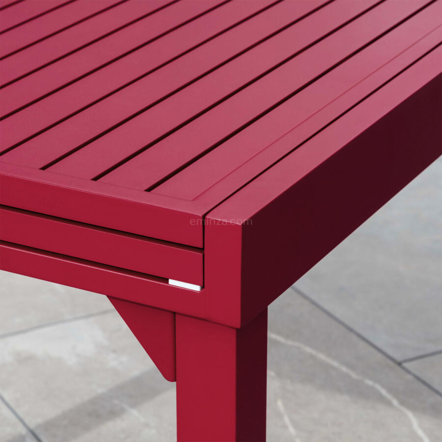 Rechteckiger Gartentisch ausziehbar Murano Aluminium (Bis zu 10 Pers.) - Rot 5