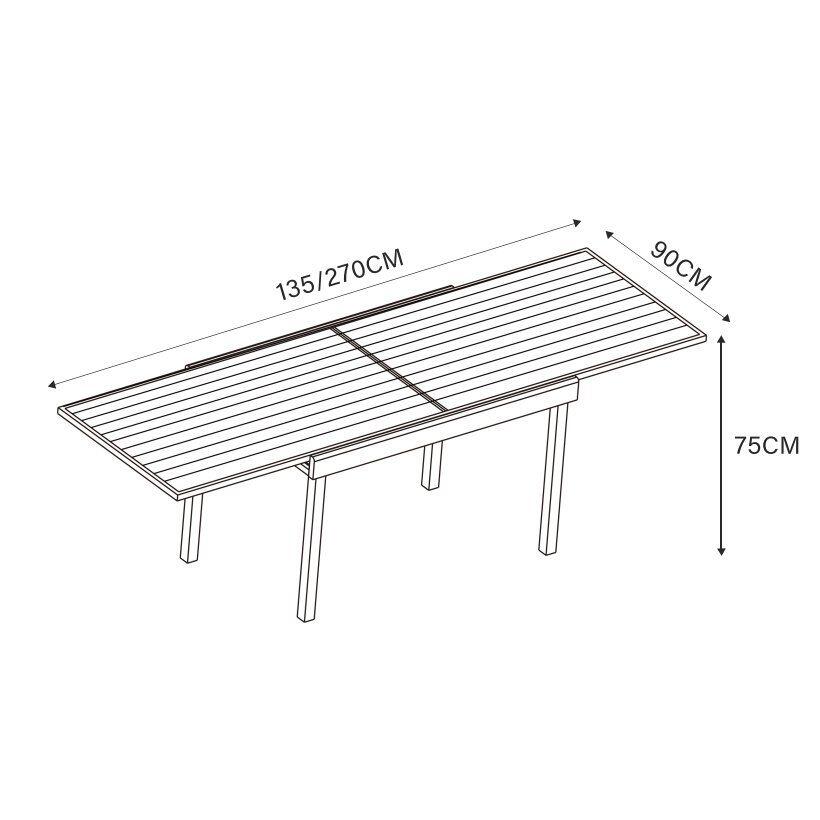 Mesa de jardín rectangular extensible Aluminio Murano (Hasta 10 pers.) - Rojo 6