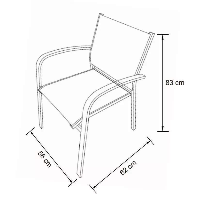 Silla de jardín con reposabrazos alu apilable Murano - Topo 5