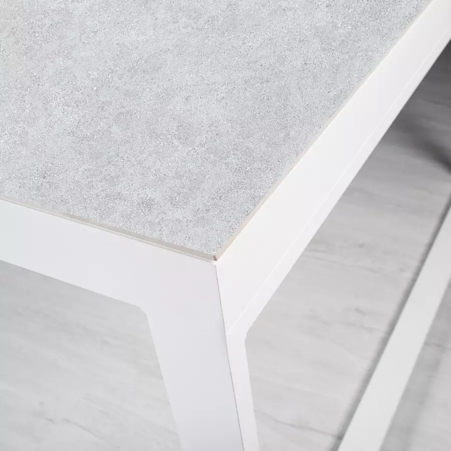 Mesa de jardín 12 personas Aluminio/Cerámica Kore (260 x 120 cm) - Blanco/Gris claro 4