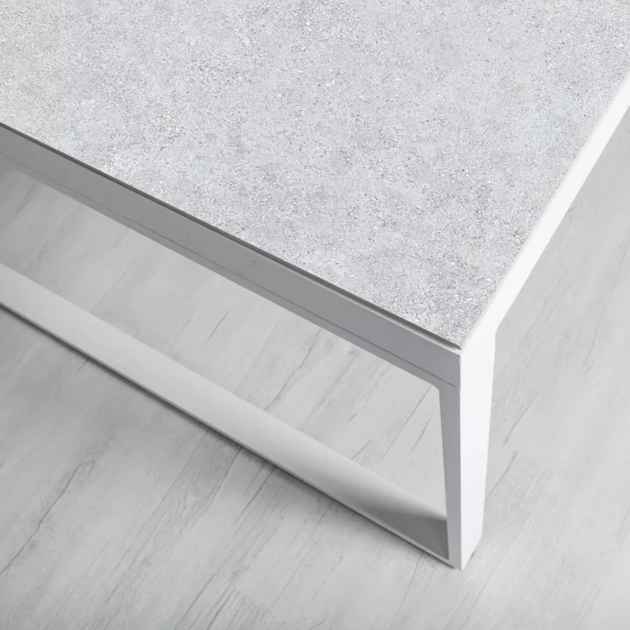 Mesa de jardín 12 personas Aluminio/Cerámica Kore (260 x 120 cm) - Blanco/Gris claro 5