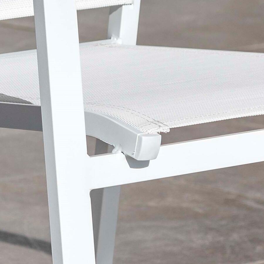 Stapelbarer Gartenstuhl mit hoher Rückenlehne Murano Aluminium - Weiß 4