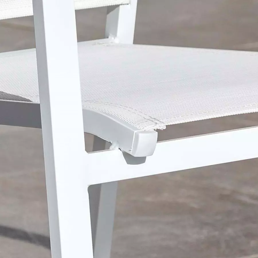 Tuinstoel met armleuning hoge rugleuning stapelbaar aluminium Murano -  Wit 4