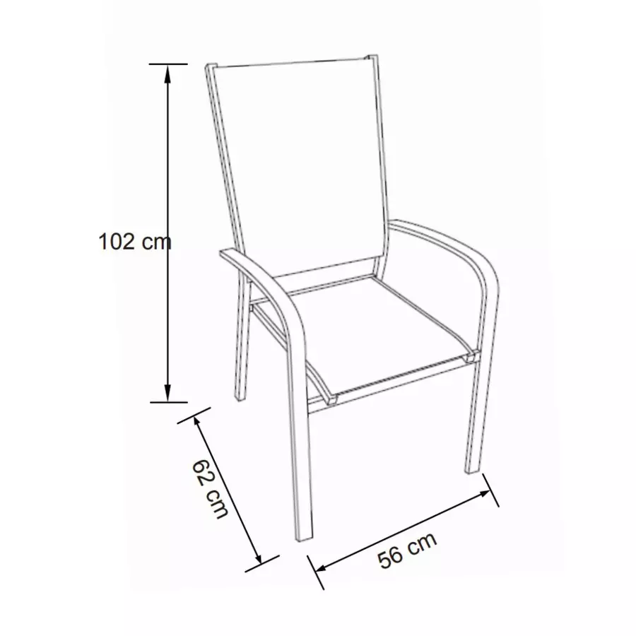 Tuinstoel met armleuning hoge rugleuning stapelbaar aluminium Murano -  Wit 5