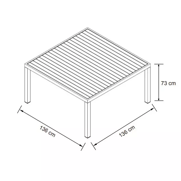 Mesa de jardín cuadrada Aluminio Murano (136 x 136 cm) - Rojo 5