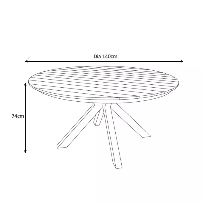 Mesa de jardín redonda 8 plazas aluminio/Teck (D140 cm) Bali - Gris antracita	