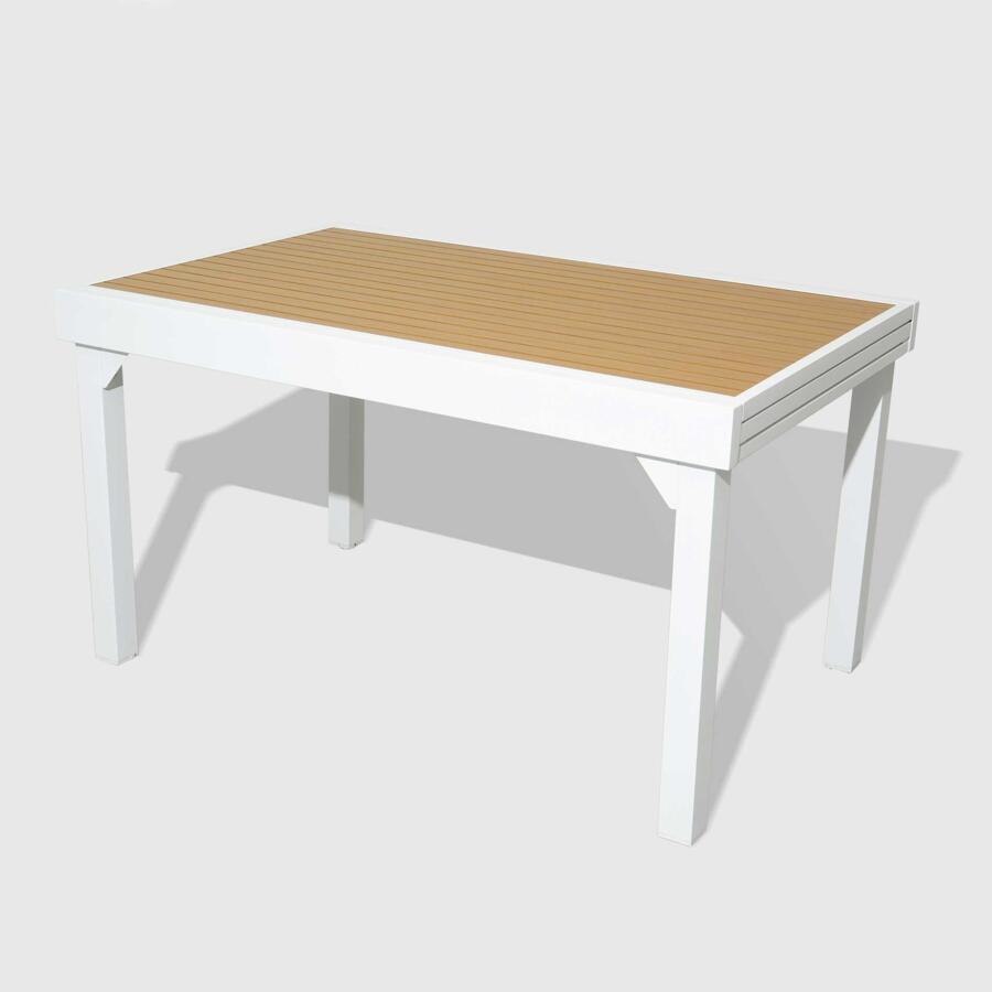 Table de jardin extensible 12 places Aluminium effet bois Murano (320 x 100 cm) - Blanche 4