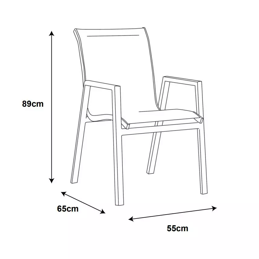 Silla de jardín apilable con reposabrazos Corfu - Blanco 4