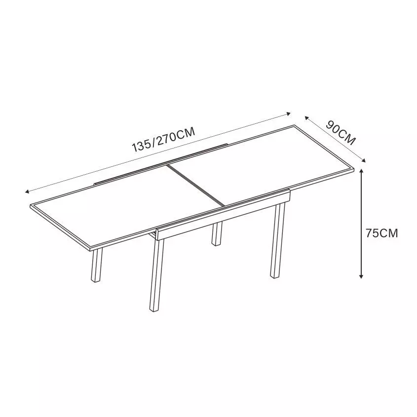 Mesa de jardín extensible para 10 personas en cristal de Murano (270 x 90 cm) - Gris pizarra	 4