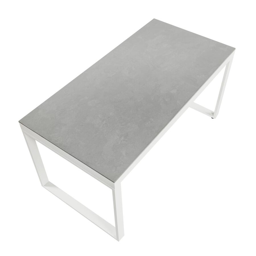 Table de jardin 6 places Aluminium/Céramique Kore (150 x 75 cm) - Blanc/Gris clair 5