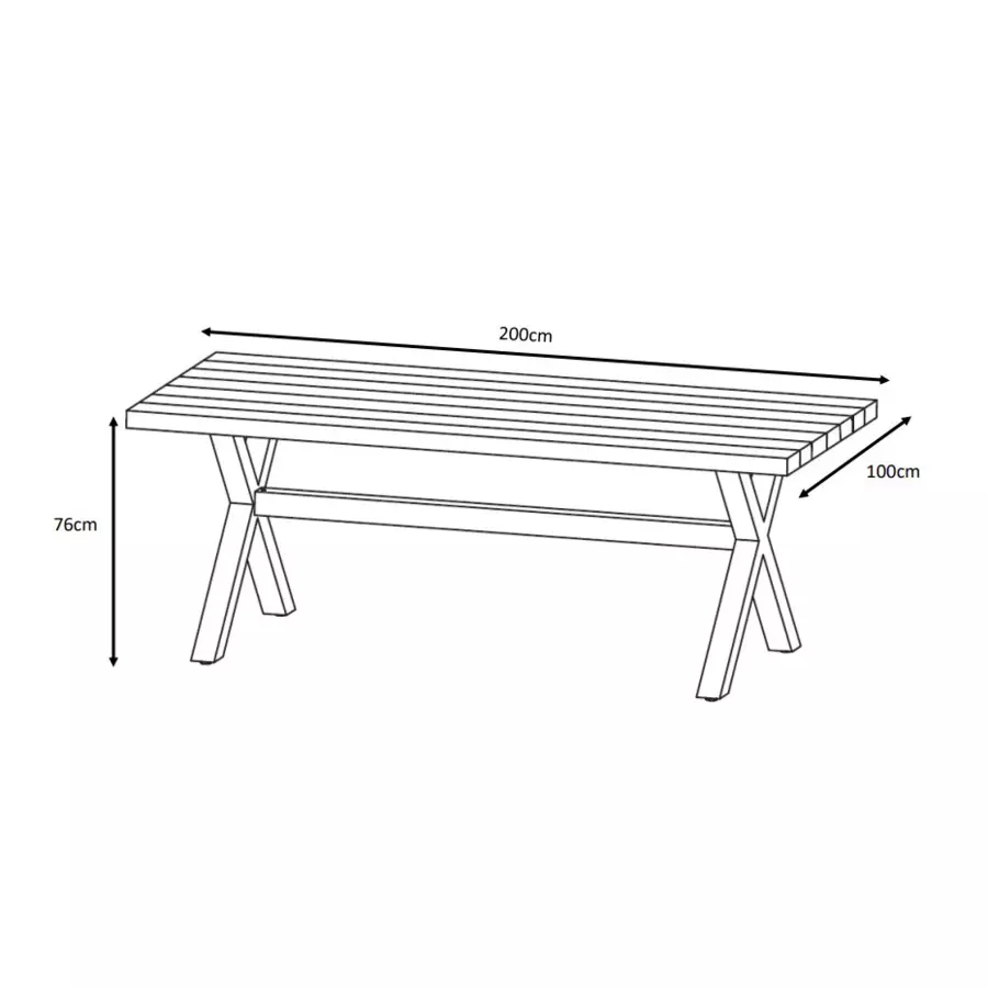 Table de jardin 8 places Aluminium/Teck Bali (200 x 100 cm) - Blanc 4