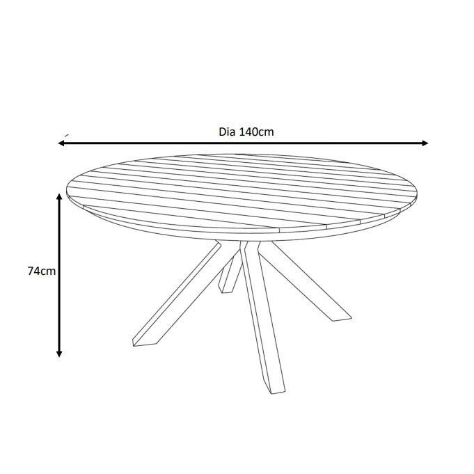 Table de jardin ronde aluminium/teck 8 places (D140 cm) Bali - Blanc