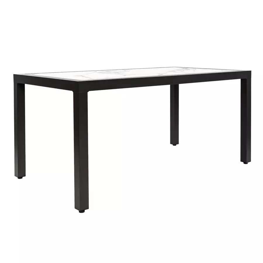 Mesa de jardín 6 plazas Aluminio/Cerámica Torano (162 x 87 cm) - Gris antracita/Blanco 4