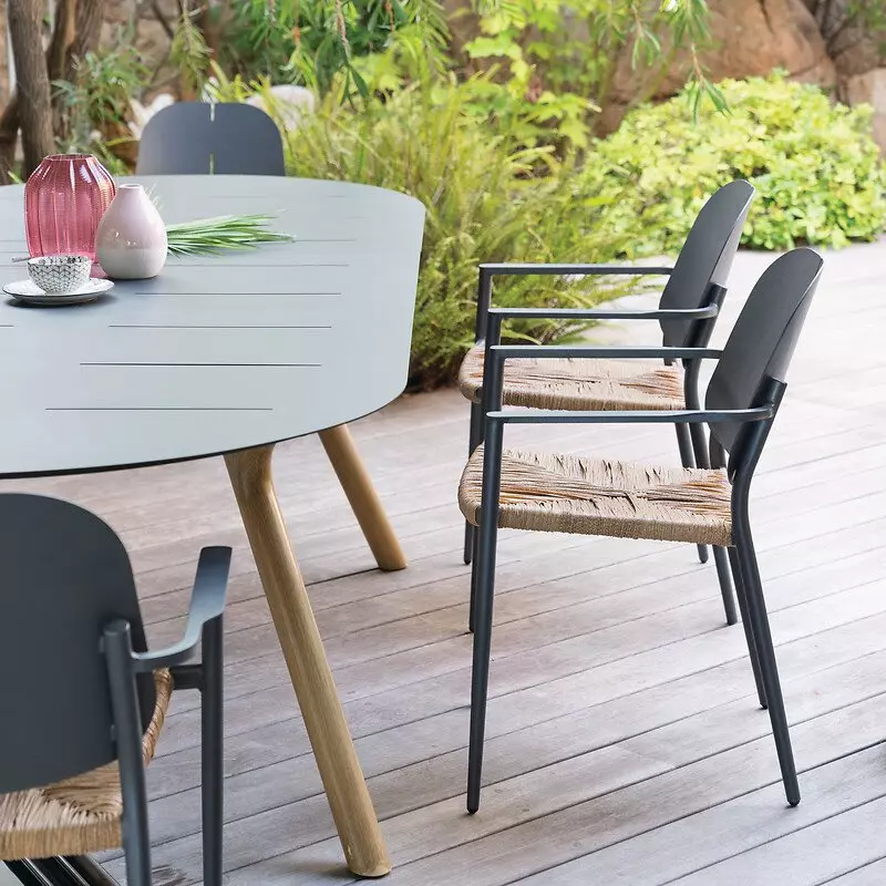 Silla de jardín con reposabrazos Rubby - Gris grafito 4