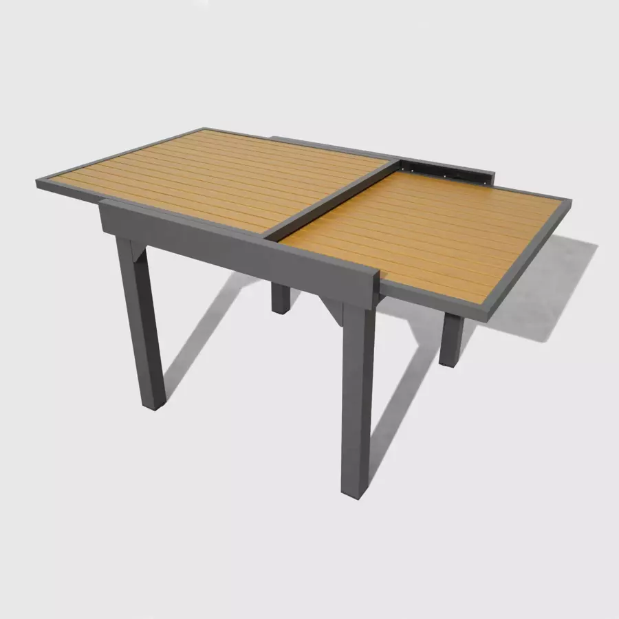 Mesa de jardín extensible 8 personas Aluminio efecto madera Murano (180 x 90 cm)- Gris antracita 4