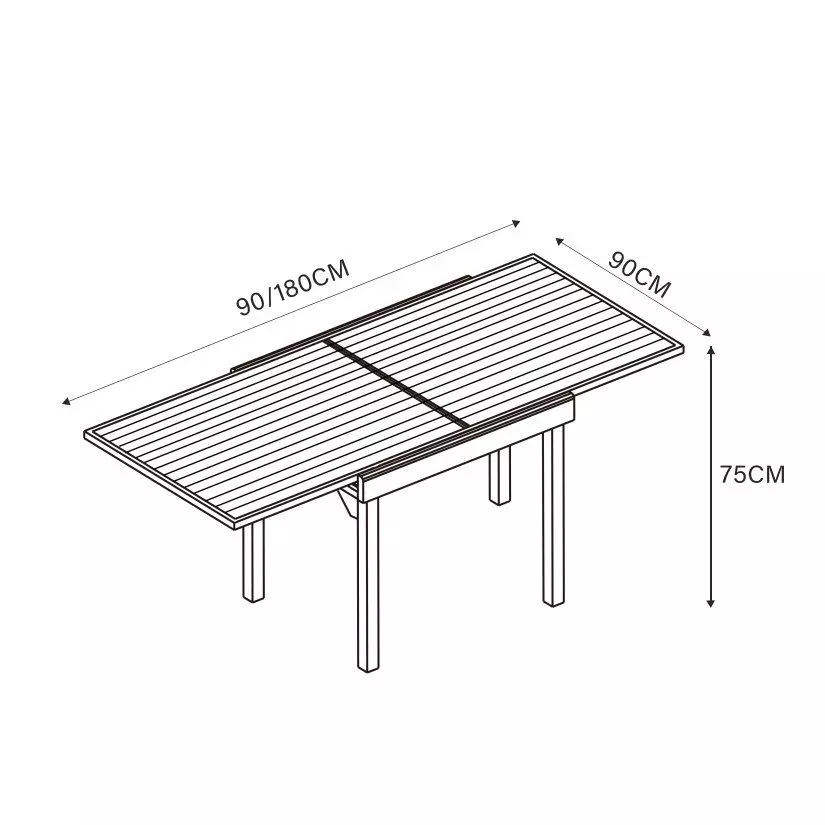 Tuintafel uitschuifbaar 8 personen Aluminium hout effect Murano (180 x 90 cm)- Wit 4