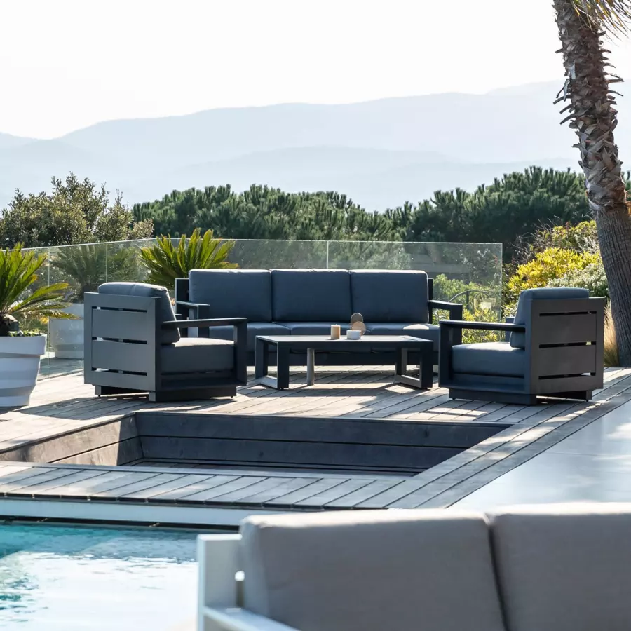 Canapé de jardin 3 places Elba - Anthracite 4