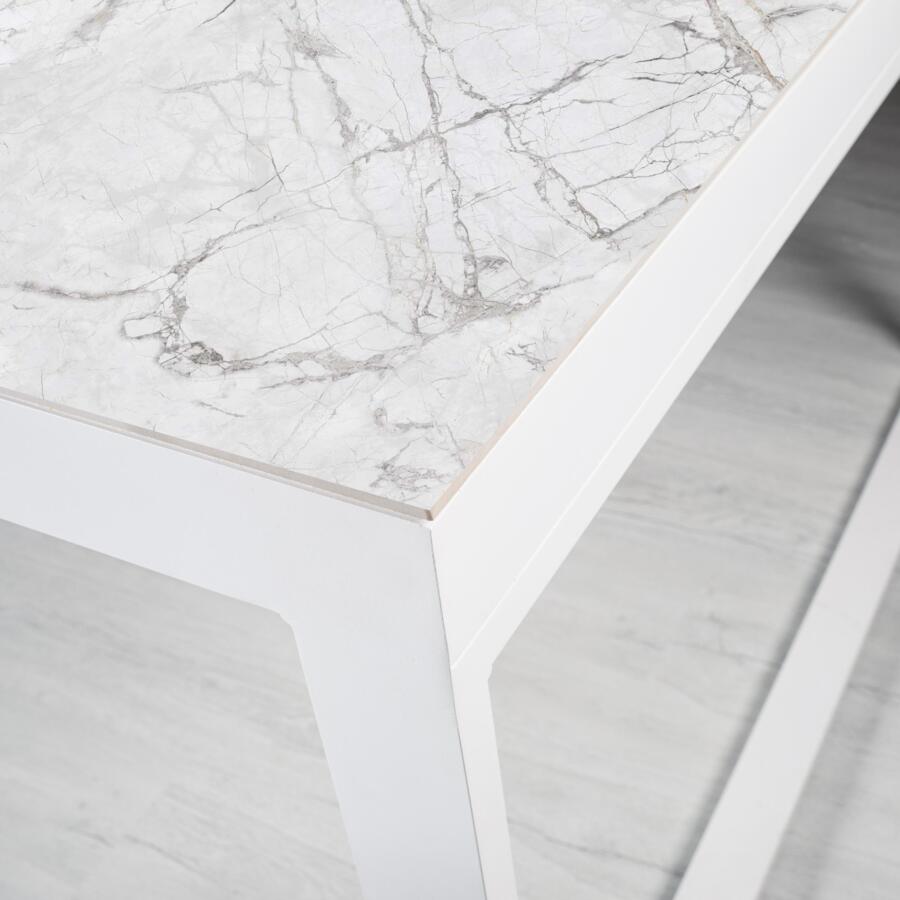 Tavolo da giardino 12 posti Alluminio/Ceramica Kore (260 x 120 cm) - Bianco/Bianco effetto marmo 5
