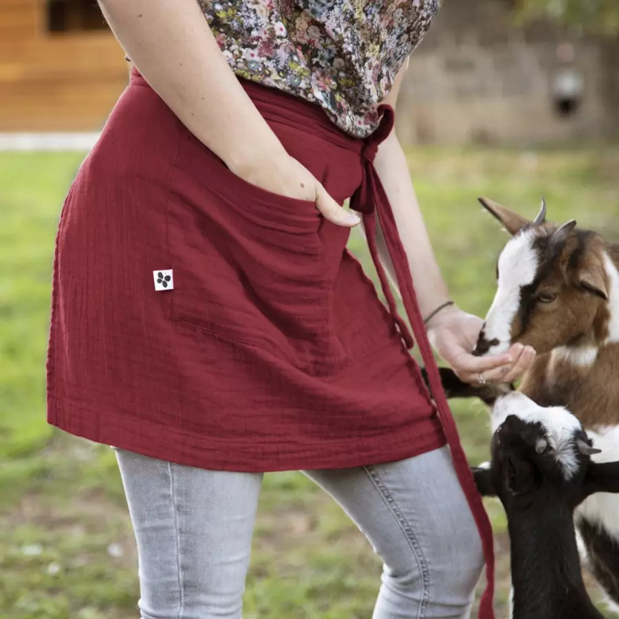Delantal con bolsillo en algodón  Gaïa vino tinto 5