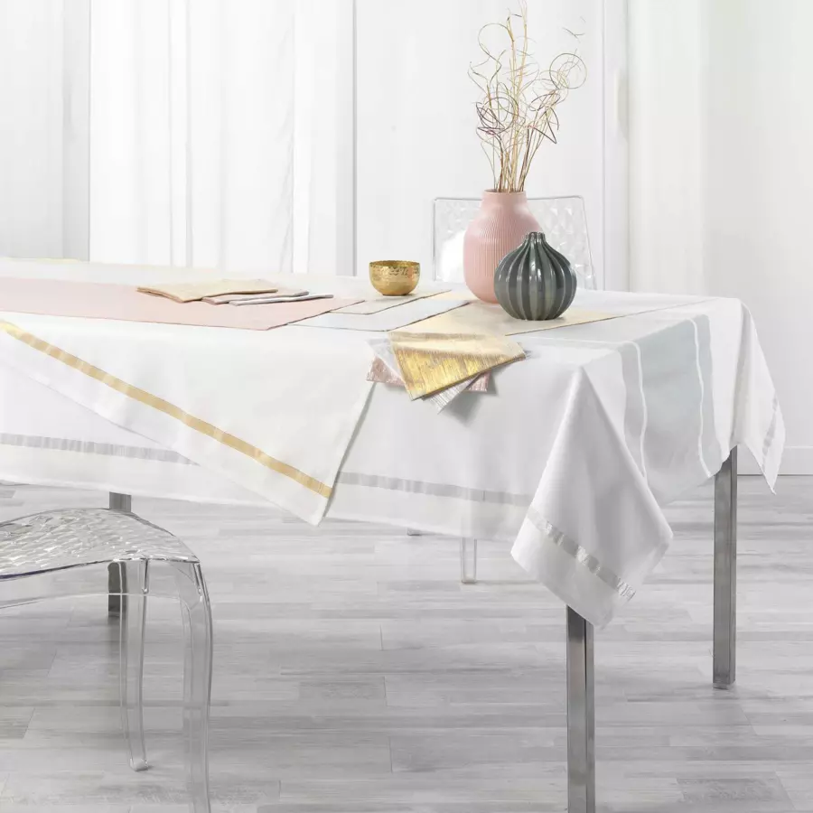 Mantel rectangular algodón (L240 cm) Elegancia Dorado 4