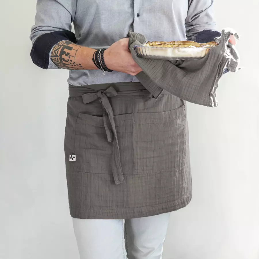 Delantal con bolsillo en algodón  Gaïa Gris granito 4