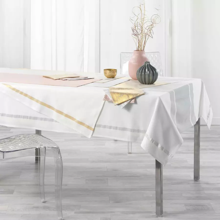 Mantel rectangular algodón (L240 cm) Elegancia Plateado 4