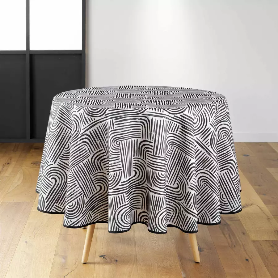 Mantel redondo anti manchas (180 cm) Pandore Negro 4