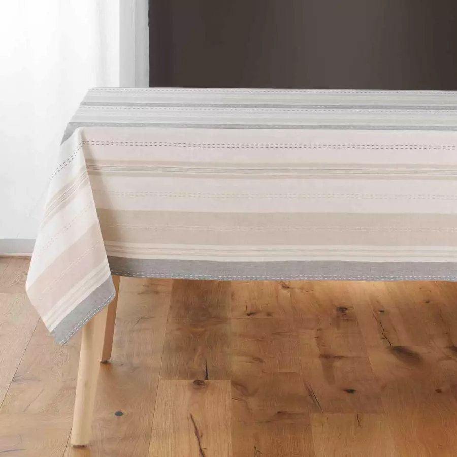 Mantel rectangular algodón reciclado (L240 cm) Andria Beige 4