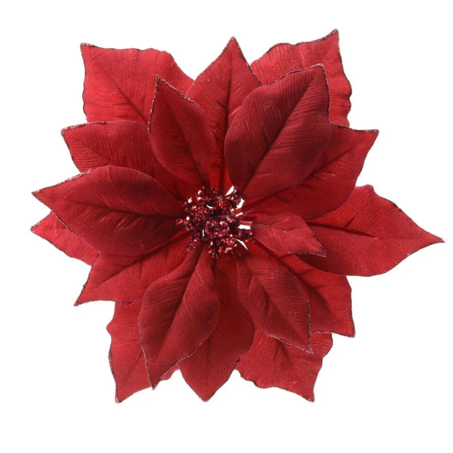 Fiore decorativo con pinza Bella Rosso 4
