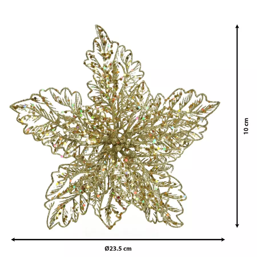 Poinsettia de Navidad brillante con clip Oro 4