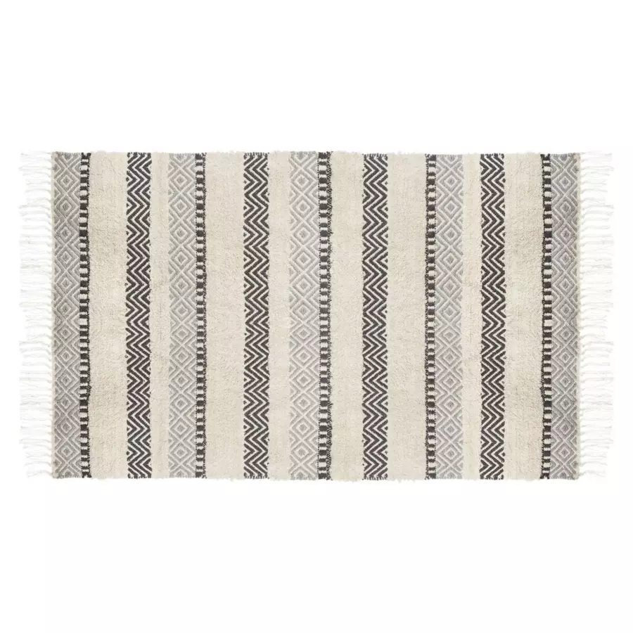 Alfombra de algodon (150 cm) Relieve Gris y c rudo 4