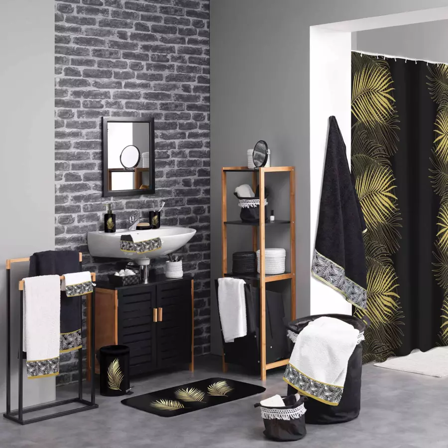 Tapis de bain microfibre Orbella Noir et or 4