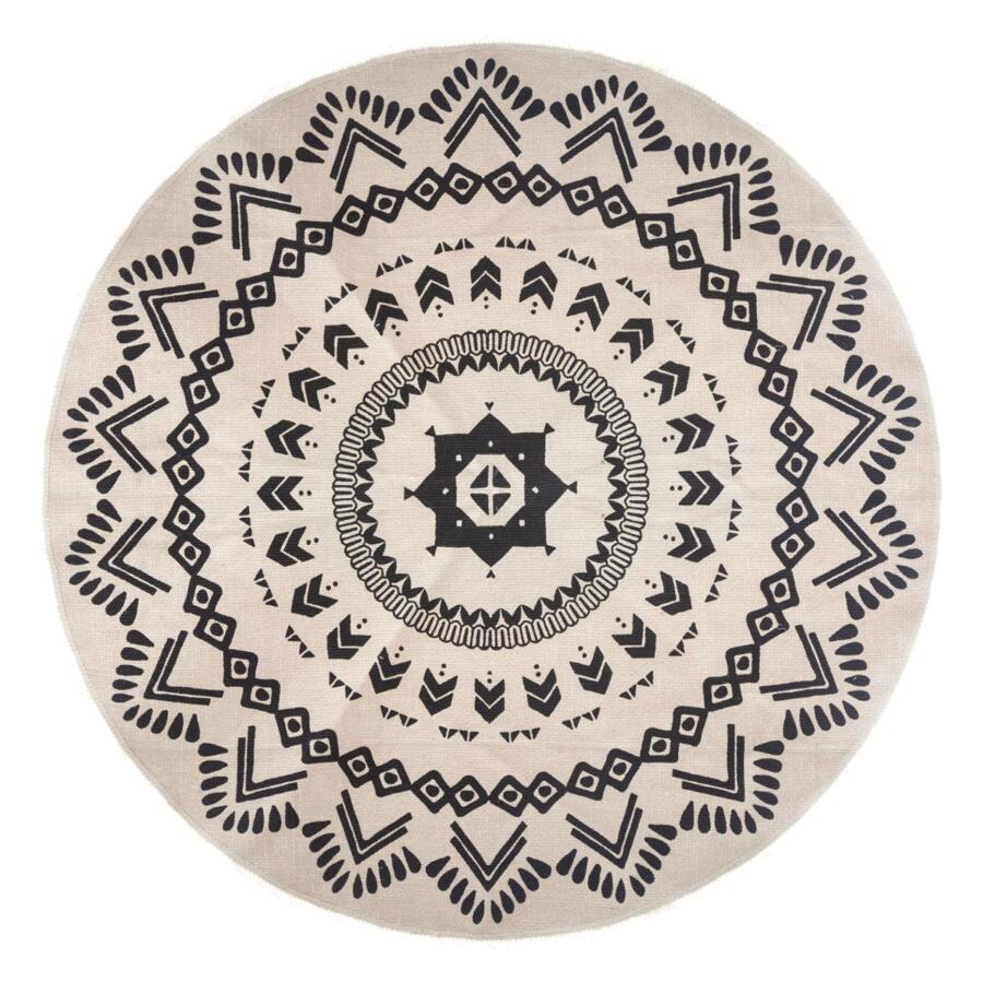 Katoenen tapijt (D120 cm) Nomade - zwart en wit 5