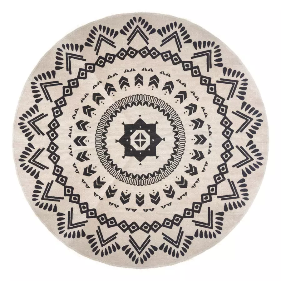 Alfombra algodón (D120 cm) Nomade Negro y Blanco 5