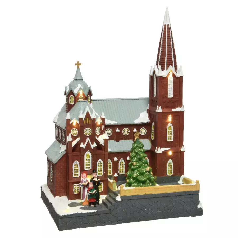 Église illuminée à piles Enneigée 5