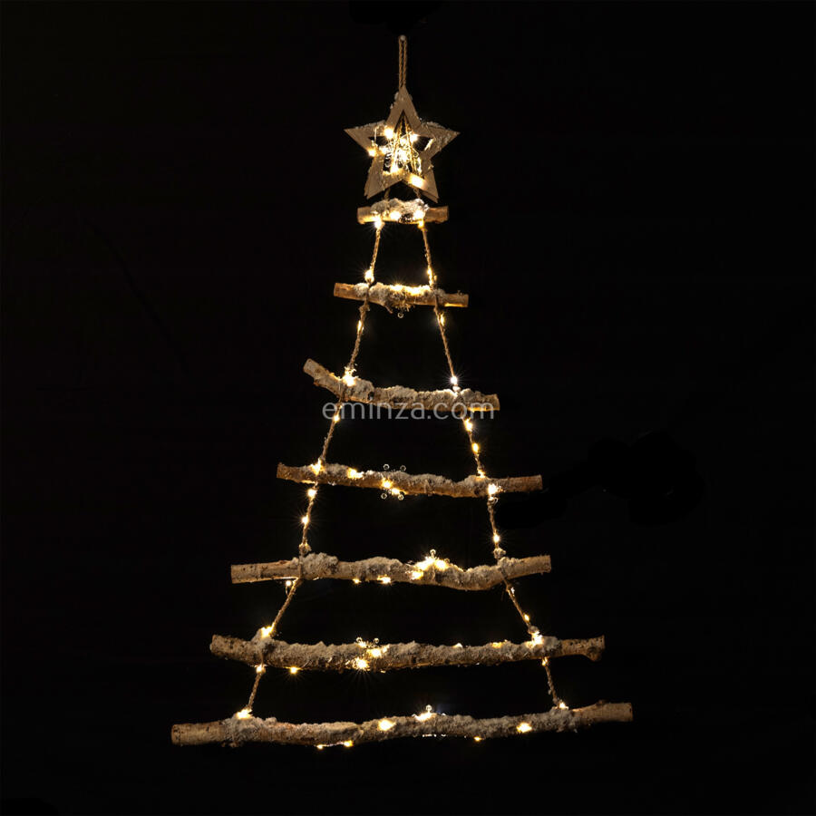 Árbol de Navidad para colgar a pilas de madera ramas con luces Star  Blanco cálido
 4