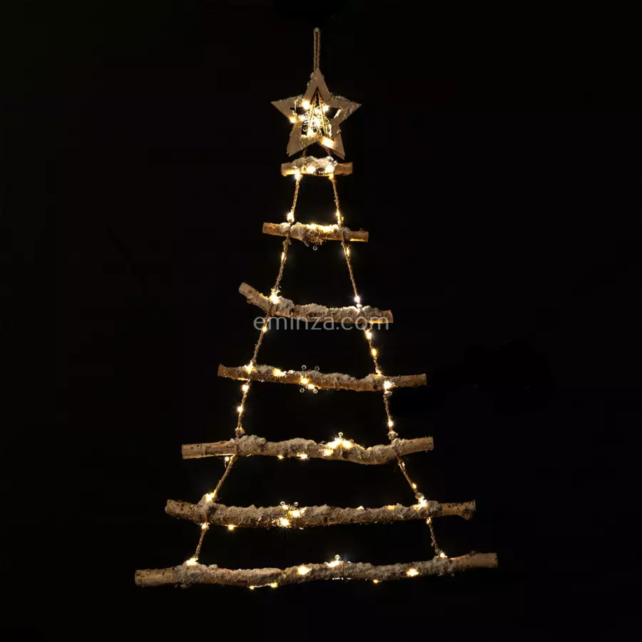 Árbol de Navidad para colgar a pilas de madera ramas con luces Star  Blanco cálido
 4
