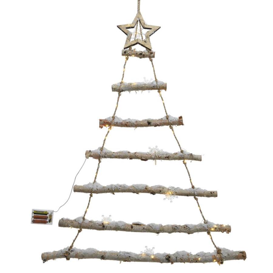 Árbol de Navidad para colgar a pilas de madera ramas con luces Star  Blanco cálido
 5
