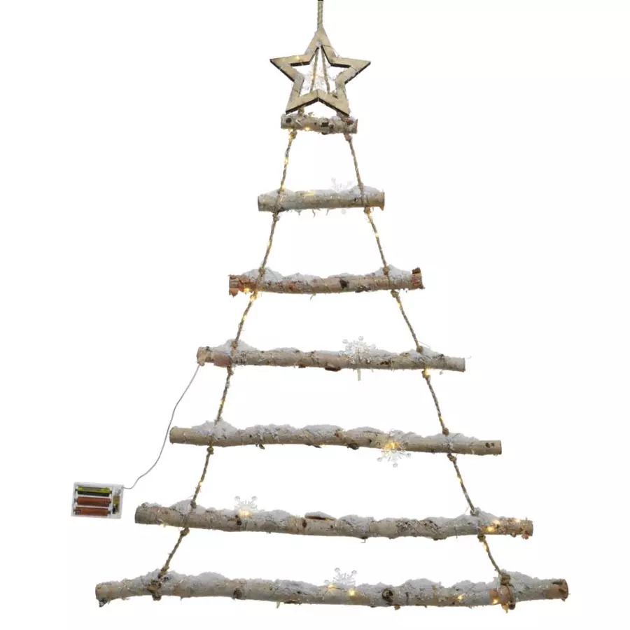 Sapin à suspendre à piles en bois branche illuminée Star  Blanc chaud 5