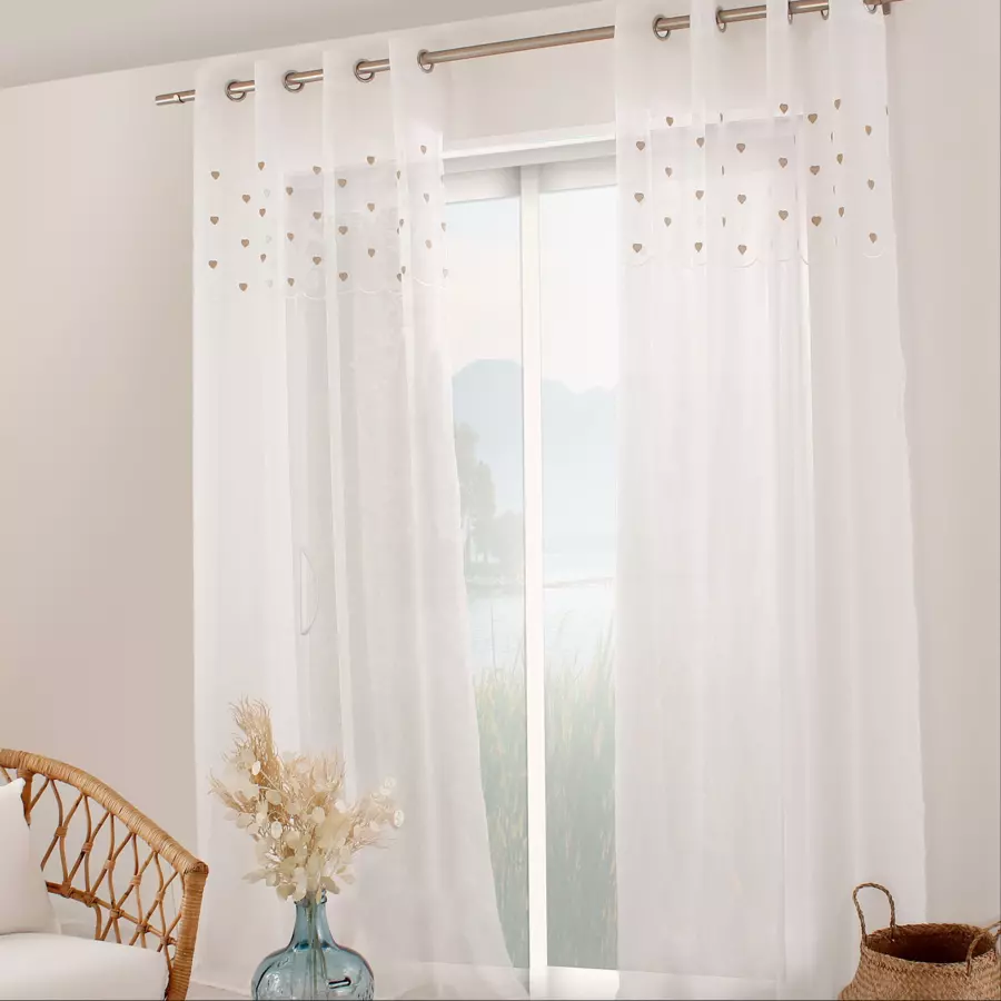 Visillo (140 x 240 cm) Corazones Beige 4